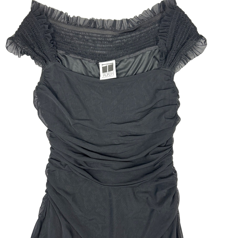 Tadashi Shoji Black Ruched Off-Shoulder Maxi Dress